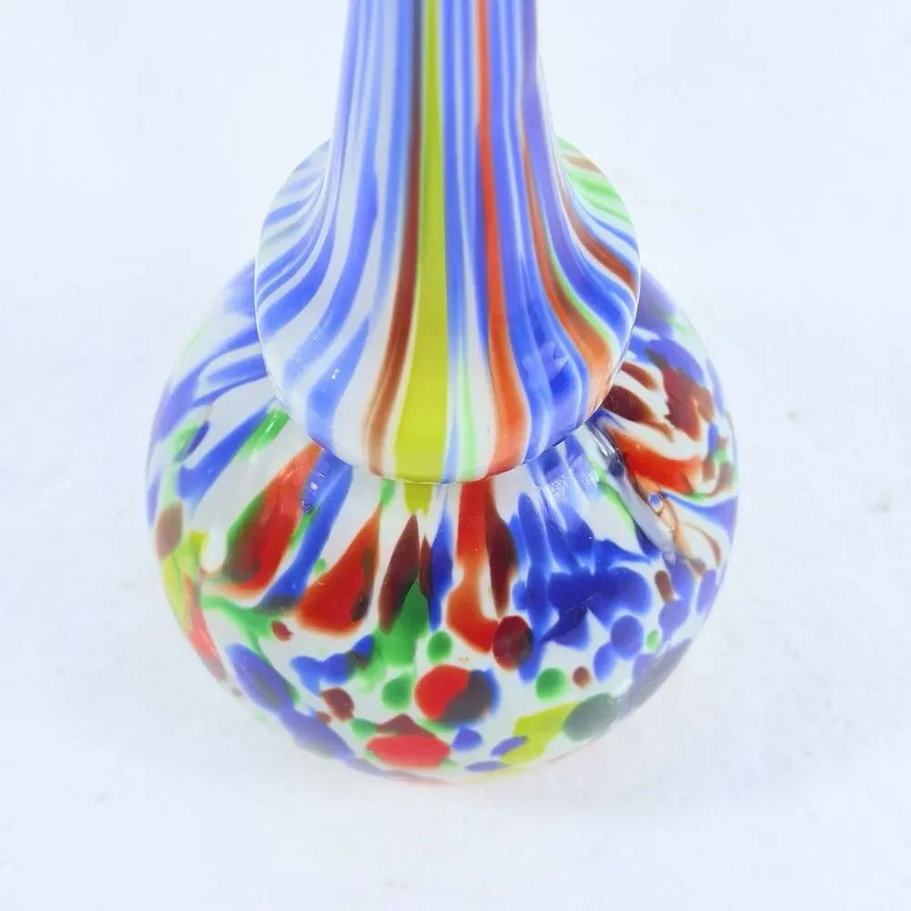 Vintage MURANO Spatter Glass Tall Solifleur Stem Vase Confetti Blown Glass MCM